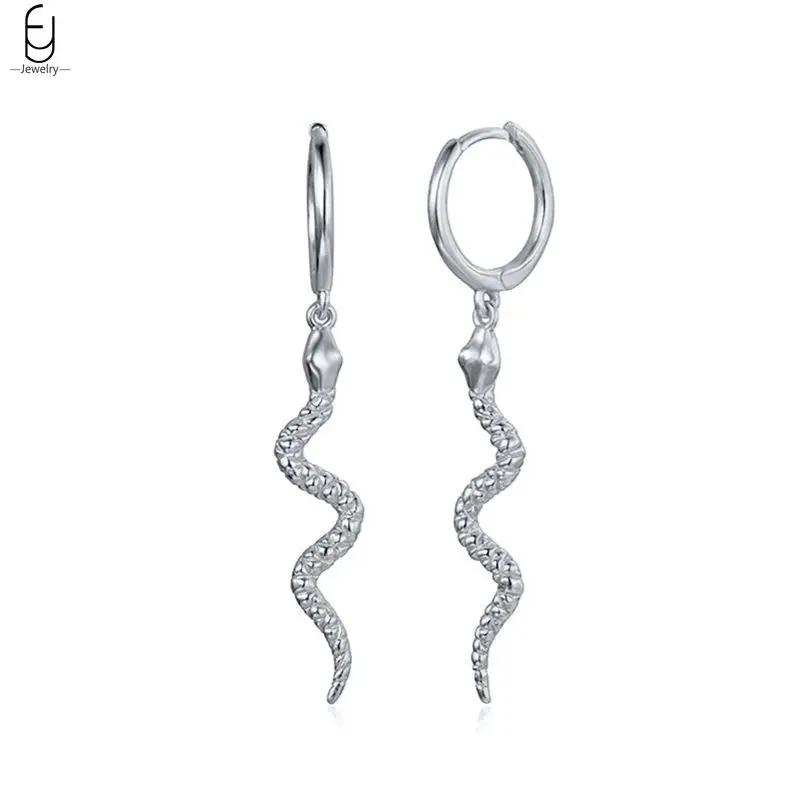 925 Silver Needle Vintage Snake Earrings Women Gold Round Ear Clips Punk Style Fashion Hoop Earrings Women Jewelry