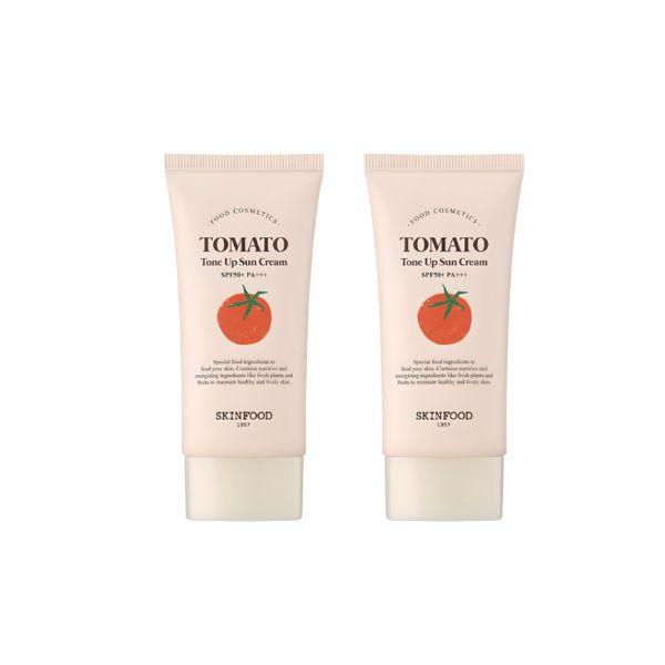 SKINFOOD Tomato Tone Up Suncream SPF50+ PA+++ (50ml x 2 Units) - Brightening & Vitalizing Sun Protection