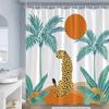 Mid Century Shower Curtains Tropical Plant Leopard Sun Palm Trees Art Polyester Fabric Bathroom Curtain Decor Hooks Modern Made Of Window Treatment