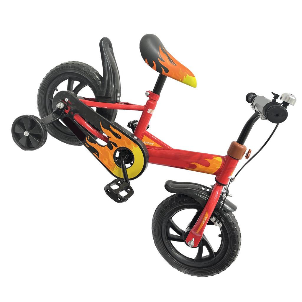 Kids Bike 12 Inch Foam Wheel High Carbon Steel Frame Children Sports Bicycle with Training Wheels for Toddler Red