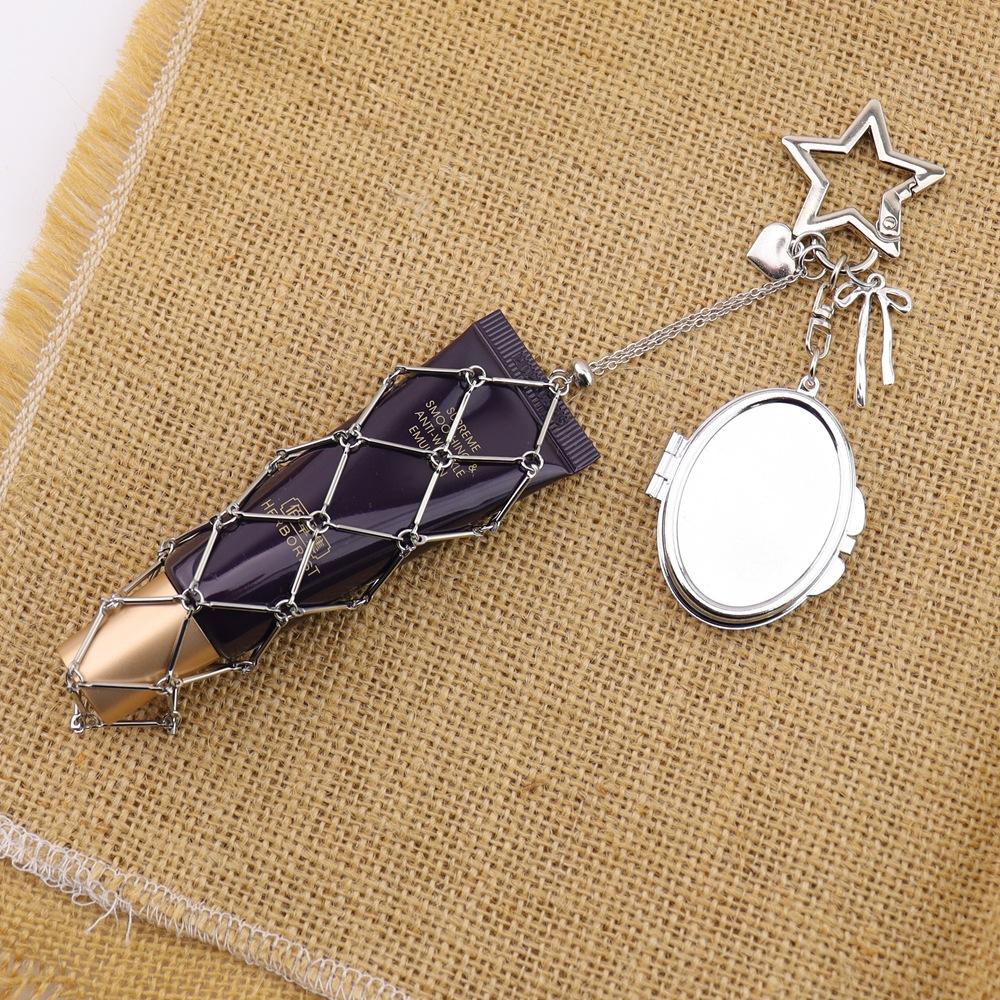 Premium Silver Lipstick Mesh Pocket Bag Pendant Fashion Lipstick Bag Hanging Celebrity Style Key Pendant K53