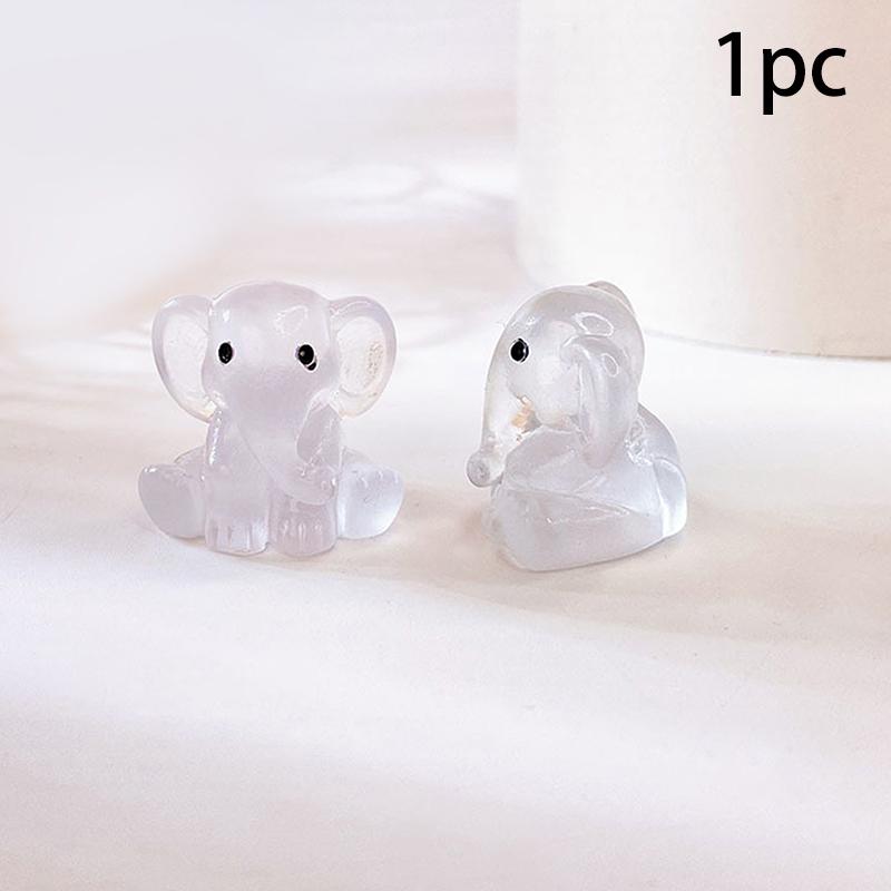 

1 шт. милые фигурки своими руками, украшение стола, светящиеся миниатюры из смолы, сидящий слон, светящийся ночью, аксессуары для сада фей 6