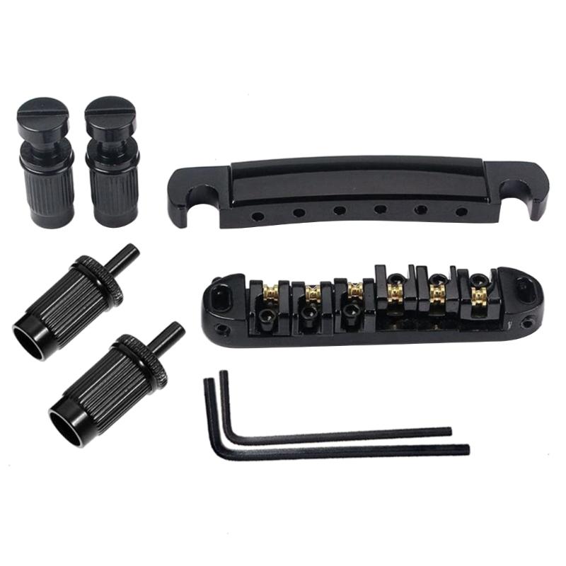 Saddle Bridges with Studs Practical Tailpiece Bridge Roller Saddle Bridge Portable Guitars Replacement Bridge Kit