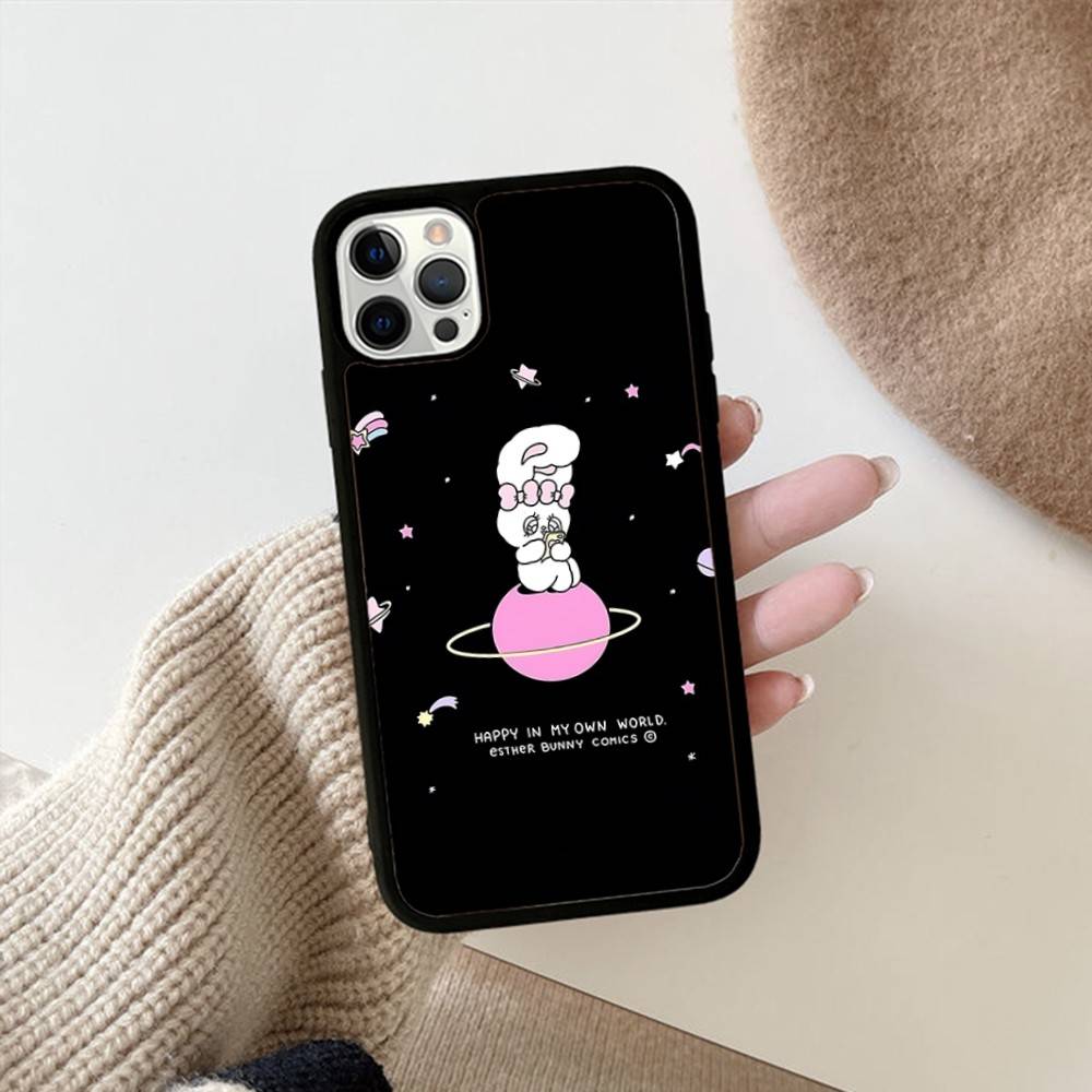 Cute E-EstherS Bunny Rabbit For Iphone 17 Air 16 15 14 13 12 11 Pro Max TPU+PC Plus Shockproof Back Phone Cover