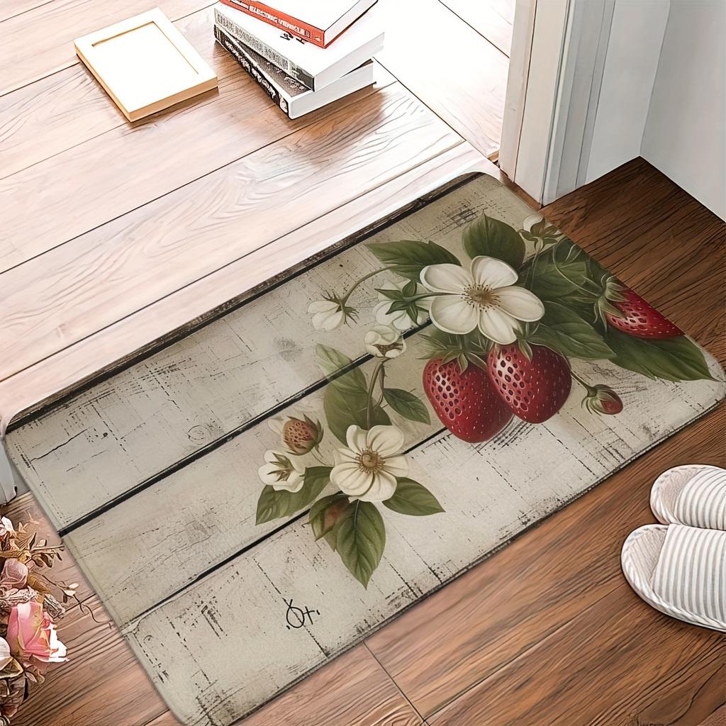1Pcs Anti Fatigue Kitchen Rug  Strawberry Waterproof Non-Slip Thick Cushioned Kitchen Mat Heavy Duty Comfort Standing Mat for Kitchen