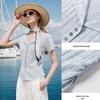 Women's Striped Openwork V-Neck Knit Cardigan