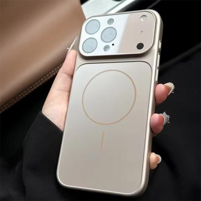 

Офіційний AG Nano Matte Glass Case для iPhone 17 Air 16 15 14 13 Pro Max 17promax Для бездротової зарядки Magsafe Магнітна тверда кришка iPhone 16 Pro Max золотий