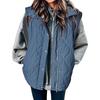 Veste Matelassée à Capuche pour Femme Color Block Manches Raglan Fermeture Éclair Devant Manteau Décontracté Coupe Ample