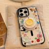 Three Dimensional Button 16Promax Flash Powder Magnetic Suction Bracket IPhone 15 Mobile Phone Case 14 Suitable for 13 Cartoon Doodles 11