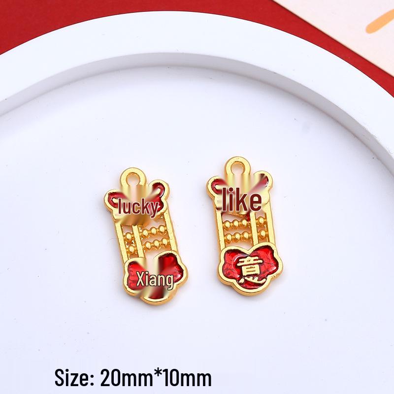 Chinese Style Wealth & Treasures Pendant: Alloy Enamel DIY for Bracelets & Necklaces - New Year Gift