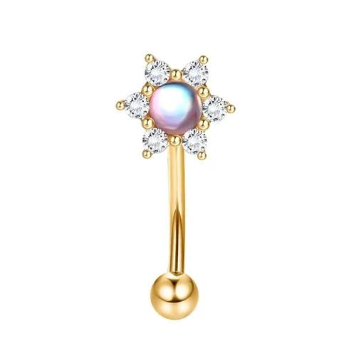 Bobisty Eyebrow Tragus Studs Stainless Steel Curved Barbell Dangle CZ Belly Lip Cartilage Daith Surface Piercing Jewelry