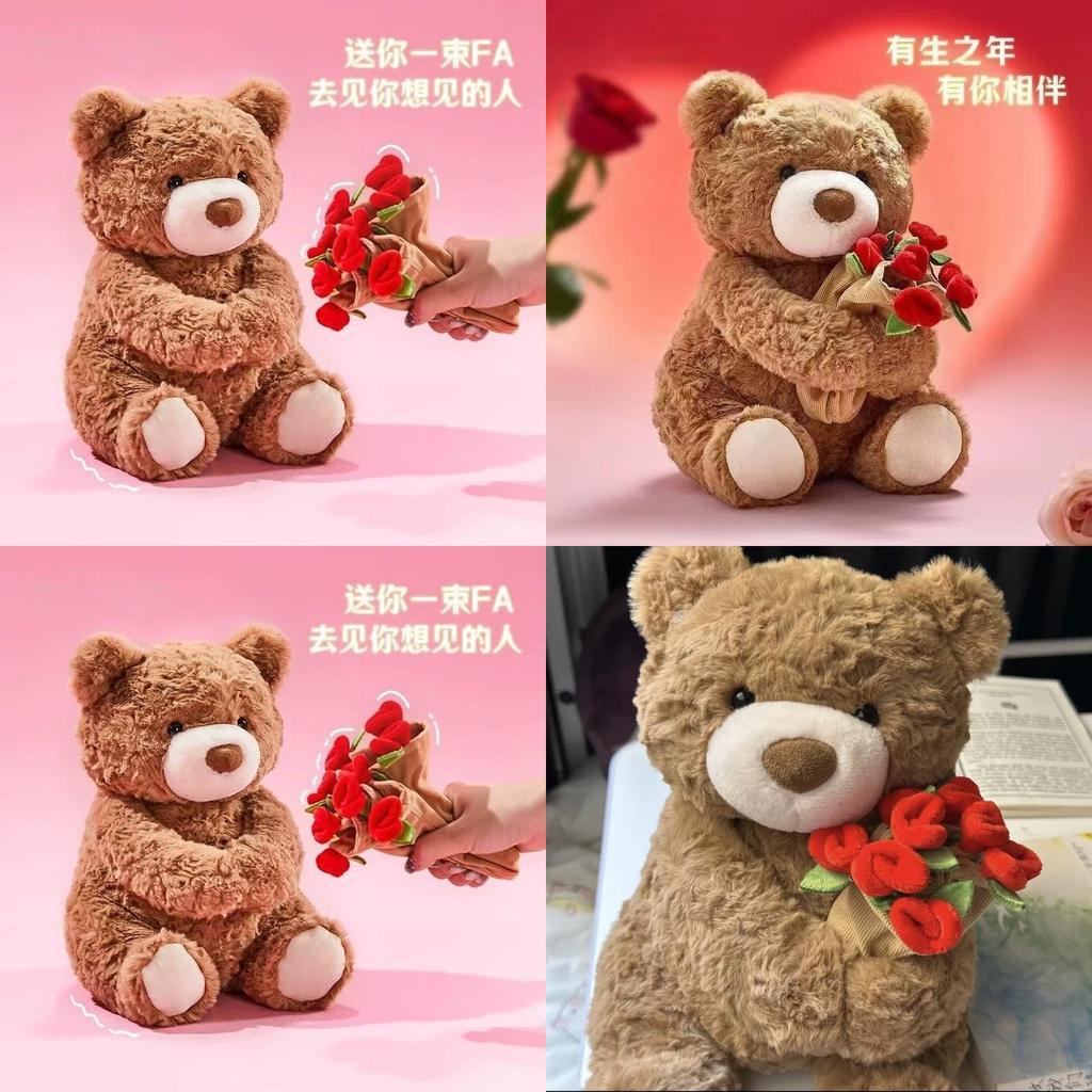 Peluche Ours en Peluche Avec Rose Pour Cadeau Romantique Et Décoration de la Saint-Valentin