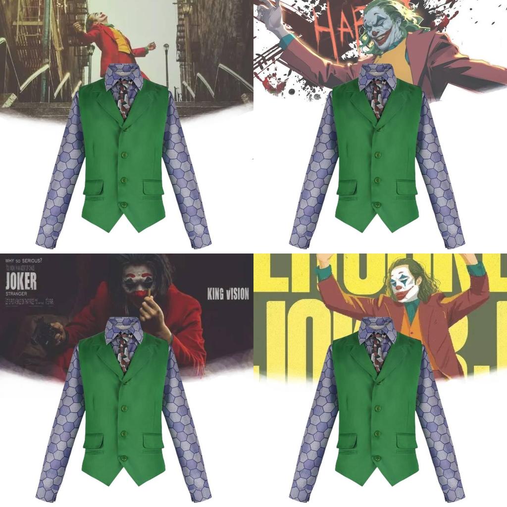 Kostým Temného rytíře Jokera Klauna se sadou košile, vesty a kravaty pro Halloweenské Cosplay