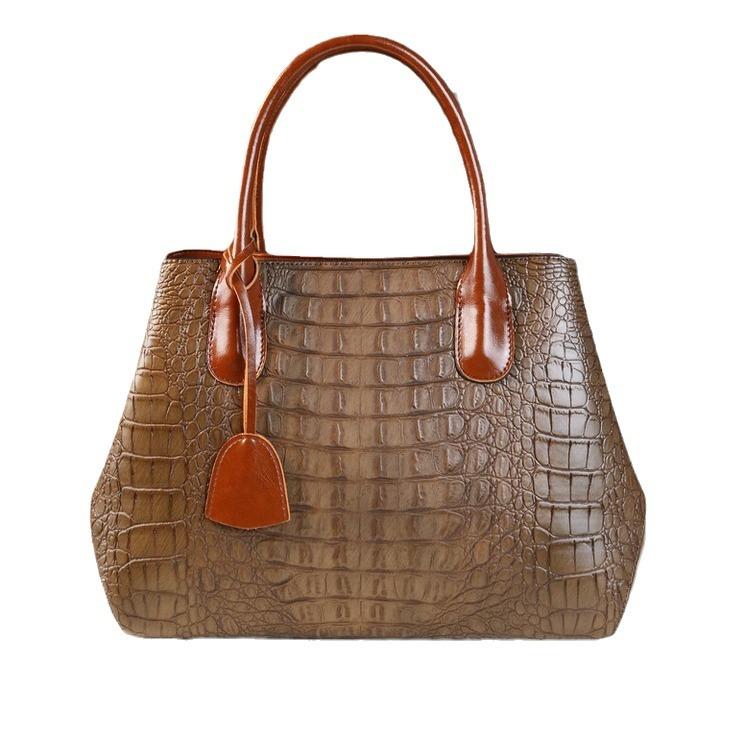 Large Bag Women'S Large Capacity Middle-Aged Leather Women'S Bag Crocodile Pattern Mother-In-Law Handbag