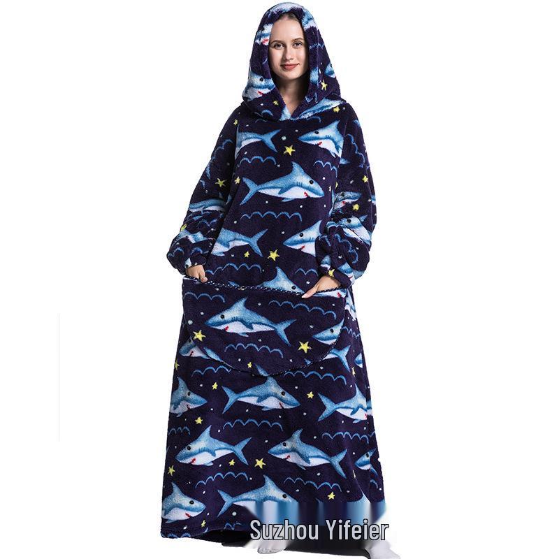 2023 Hooded Oversized Flannel Blanket Clothing for Men & Women – Extended Length for Warmth