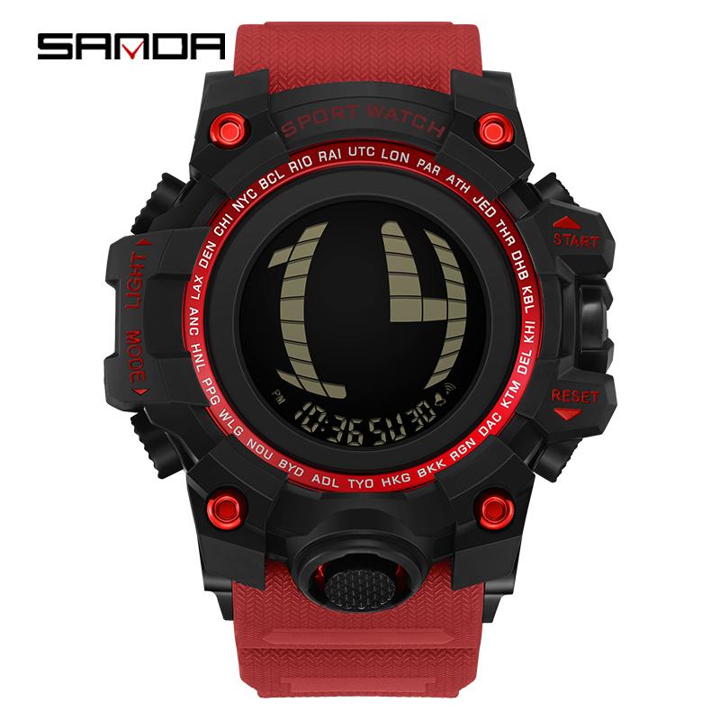 

SANDA Luxury Men s Electronic Digital Watch Outdoor Sports Waterproof Countdown Men s Electronic Watch Alarm Clock червоний