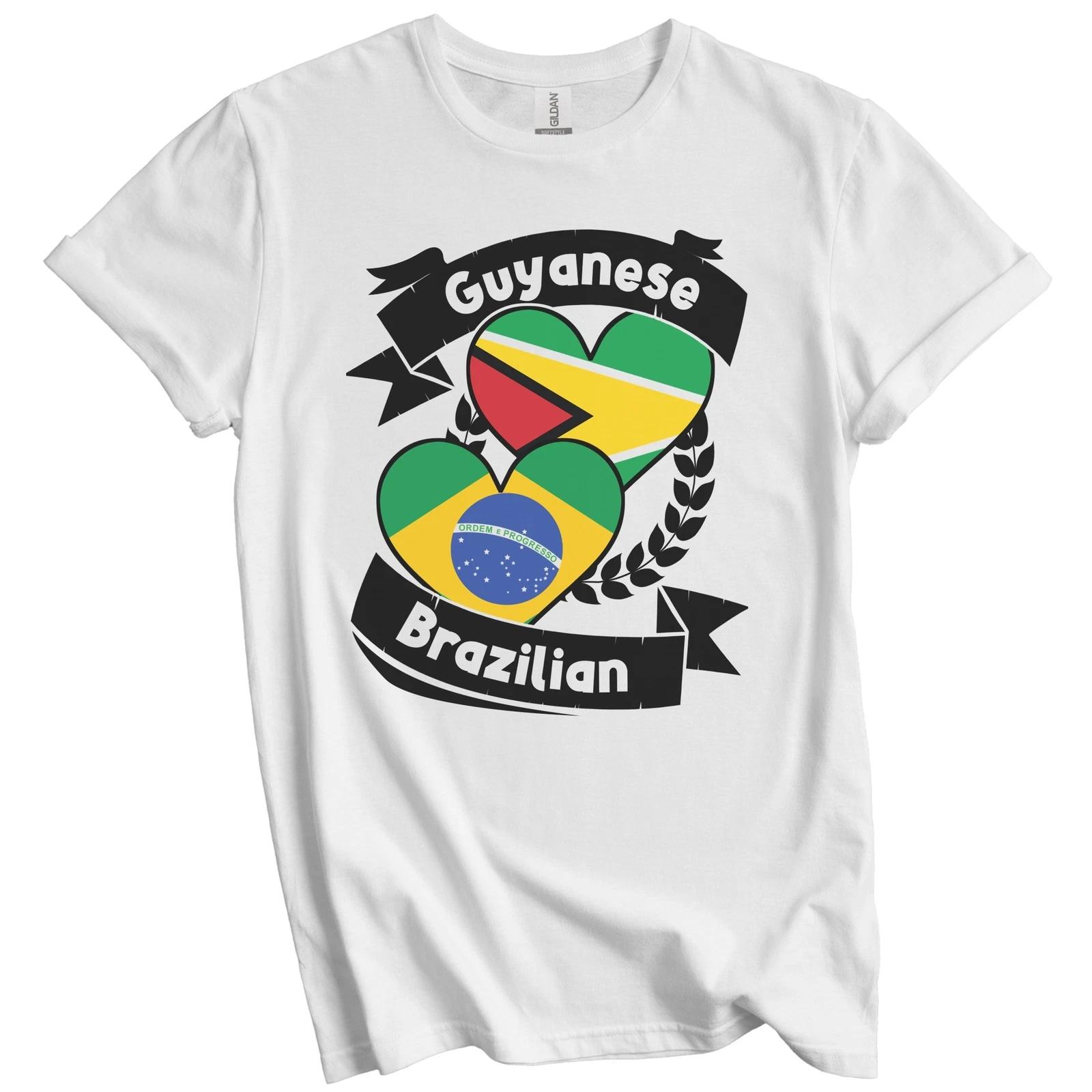 Guyanese Brazilian Heart Flags Guyana Brazil T-Shirt 3XL