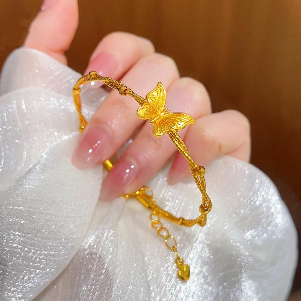 Silk Flower Butterfly Wrap Bracelet Women's Niche Light Luxury Bracelet Chain Bracelet