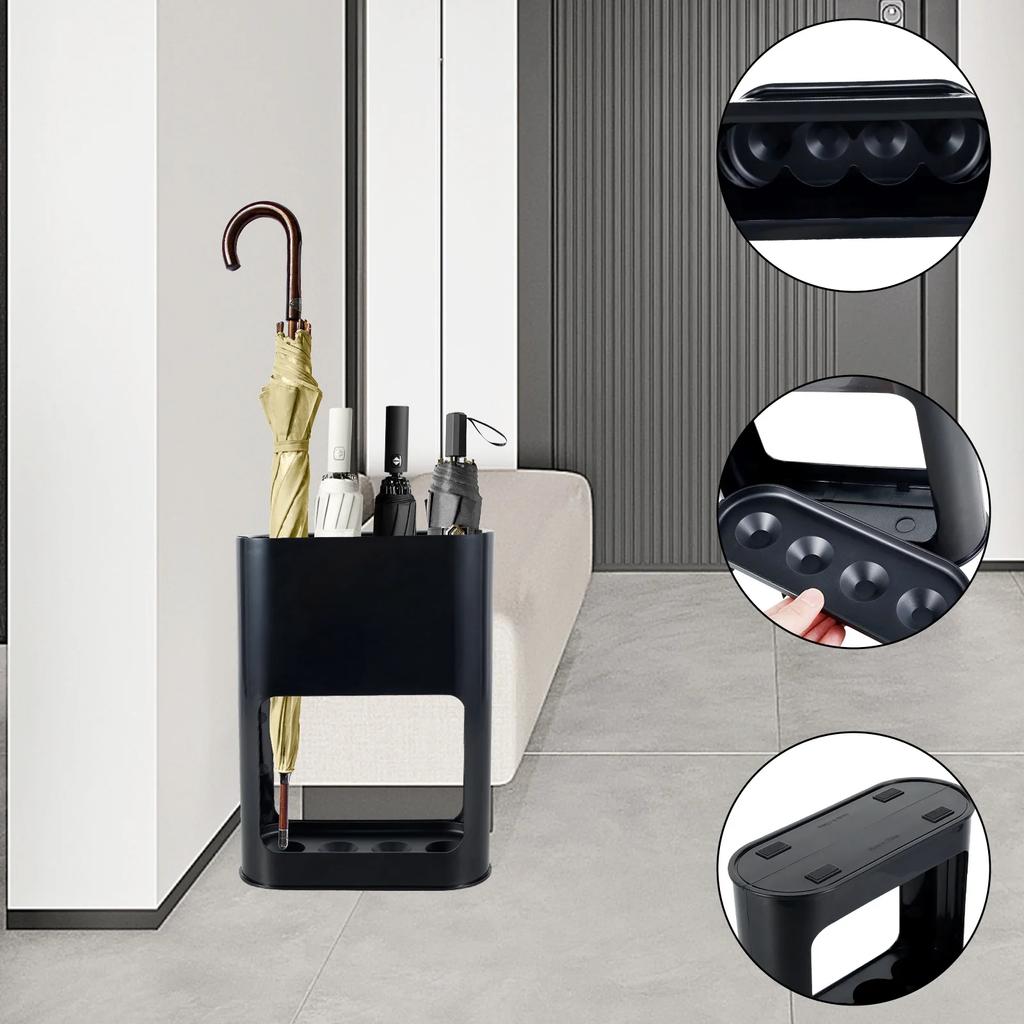 Umbrella Stand With 4 Holes Umbrella Storage Rack Plastic Removable Drip Tray Freestanding Umbrella Holders for Home Office