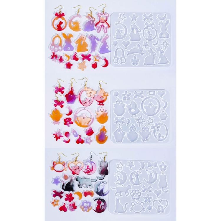 Cat Resin Silicone Molds Animal Epoxy Casting Mold Jewelry Making Keychain Molds