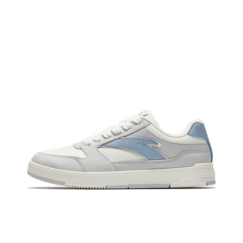Anta Street Fun Sports Casual Height Increasing Wear Resistant Lightweight Non Slip Low Top Skate Shoes Women Sneakers White Gray Blue 922518007-2