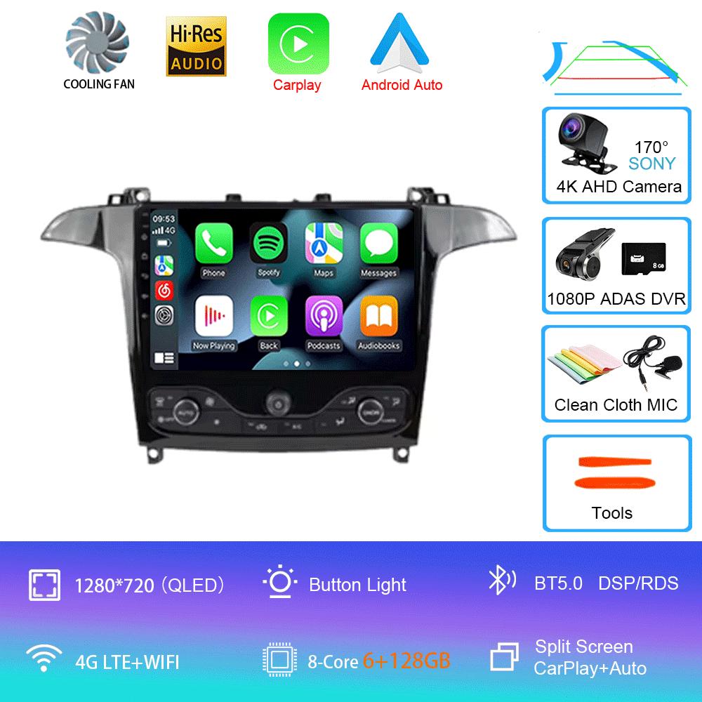 Android 14 Video Player For Ford S Max S-MAX 2006 - 2015 For Ford Galaxy 2014 Car Radio Car Multimedia GPS Radio Navigation DVD