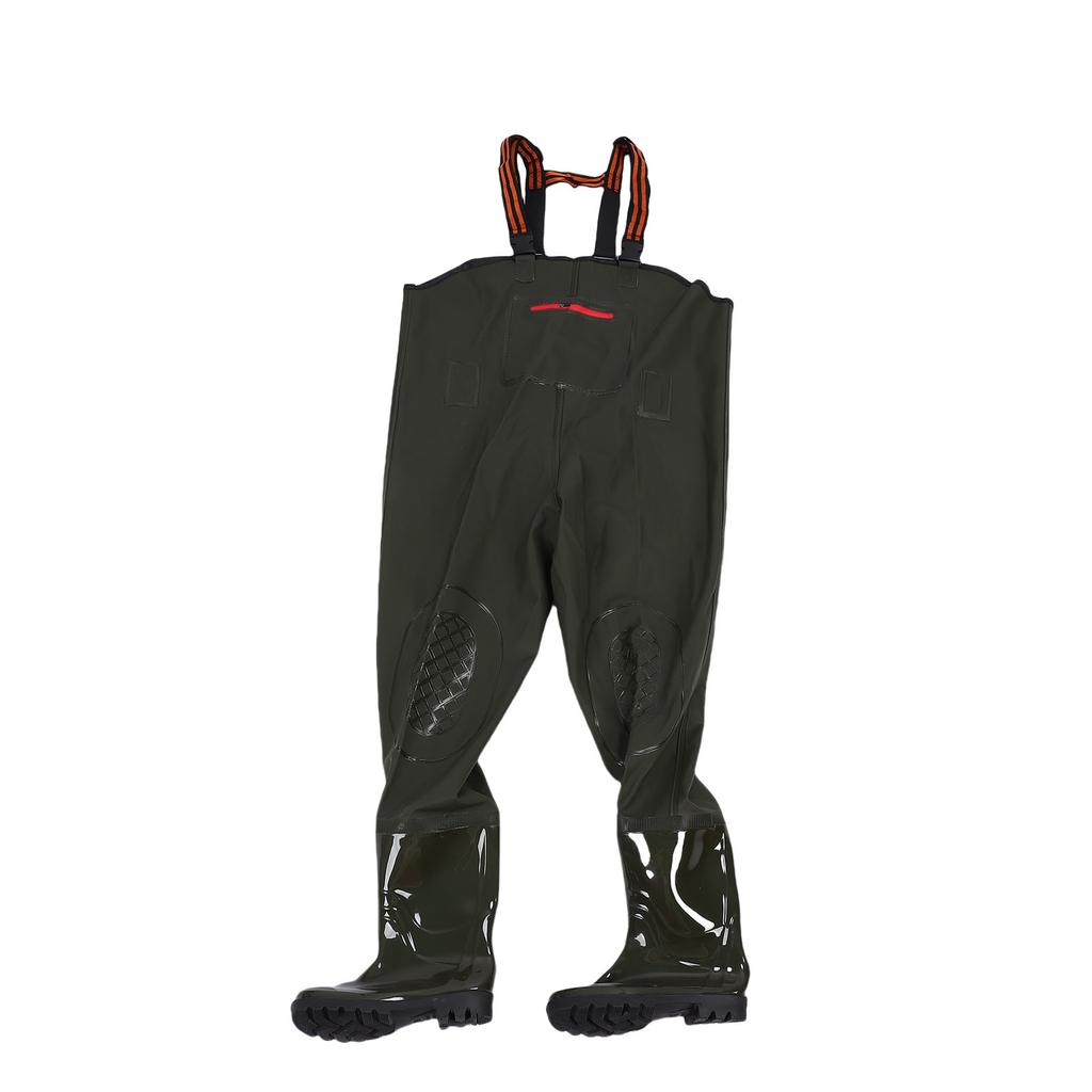 Waders Green Thickened PVC Breathable Half Body Water Proof Wading Pants with Boots for Fishing Water Sports