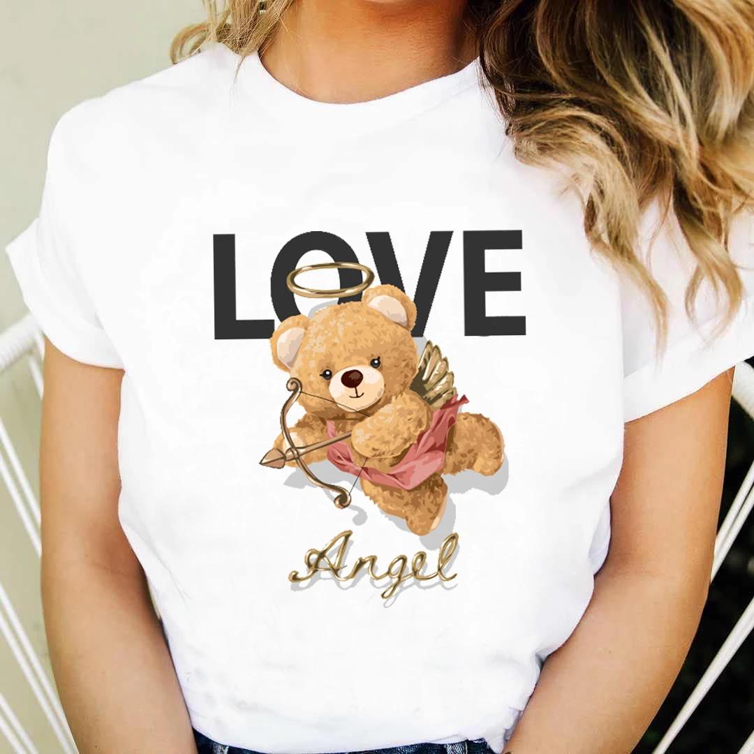 

Printed Womens 90s Cute Clothing Short Sleeve Clothing Cartoon Cute Bear Pattern Tshirt Fashion Womens Casual Versatile Tshi S