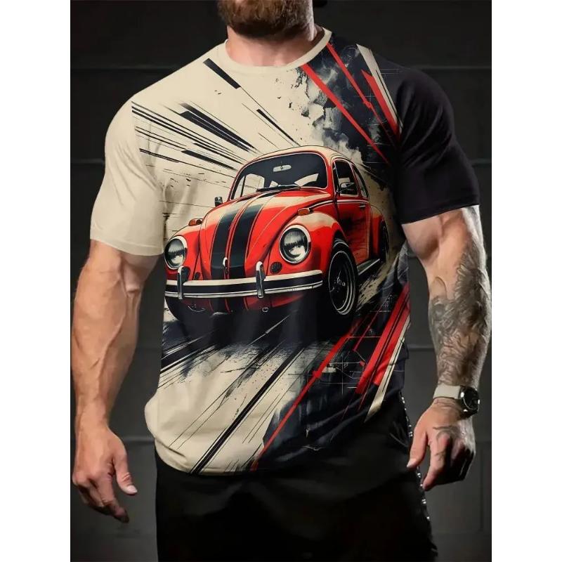 Fashion Men's Crew Neck Short Sleeve 3D Casual Color Printing Casual Short Sleeve Crew Neck T-Shirt