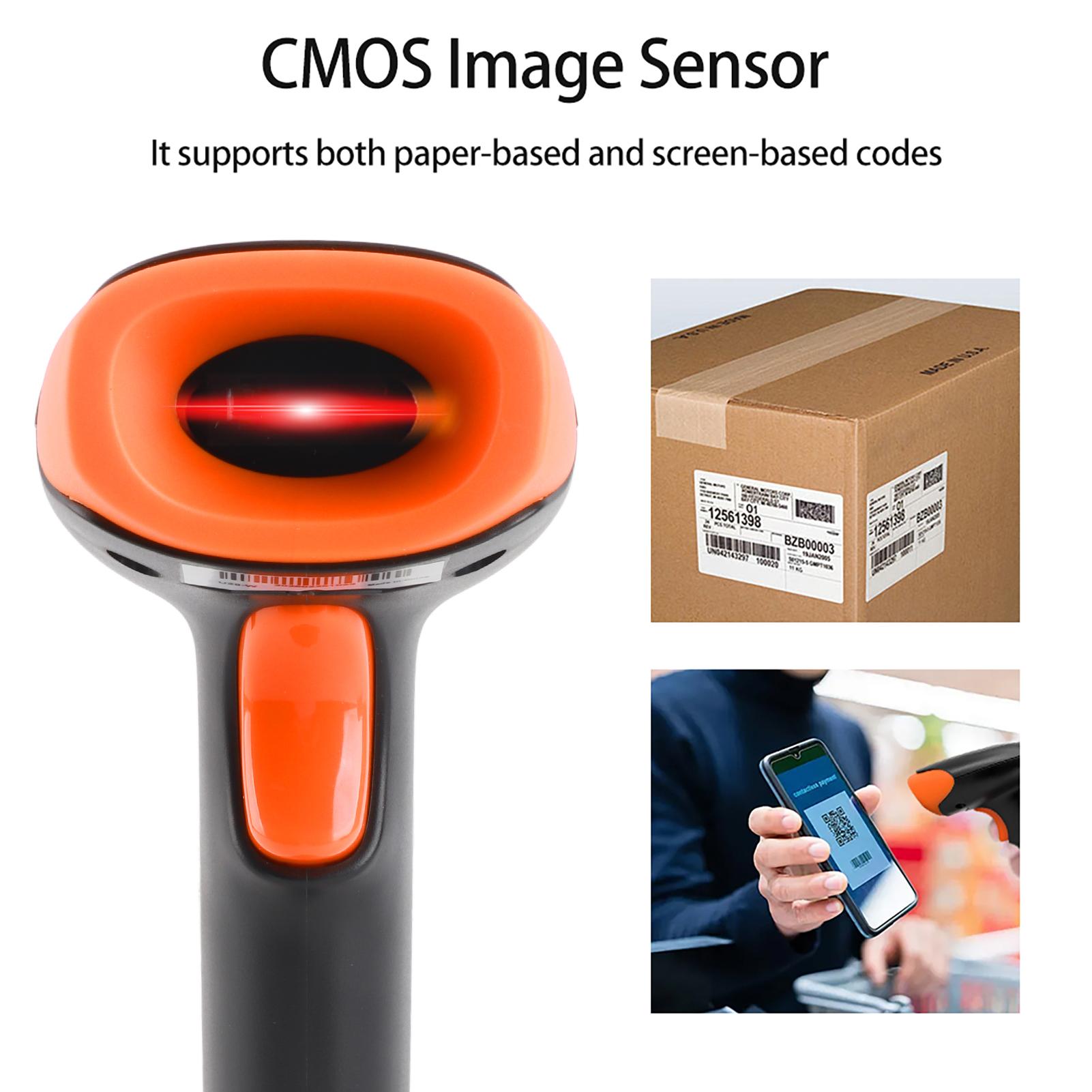 

Handheld 1D 2D QR Barcode Scanner USB Wired Bar Reader Manual Continuous Scanning CMOS Image Sensor Support Paper USB & 2.4G Connect