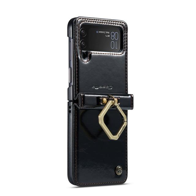 Leather Protection Phone Case For Samsung Galaxy Z Flip4 Flip 4 5g Zflip4 Non -Slip Phone Strop Ring Cover For Samsung Flip4