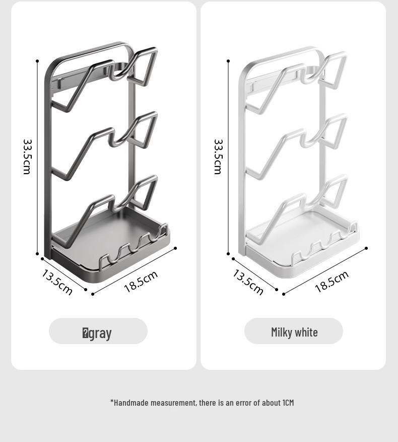 Wall-Mounted Punch-Free Kitchen Rack for Pot Lids and Chopping Boards