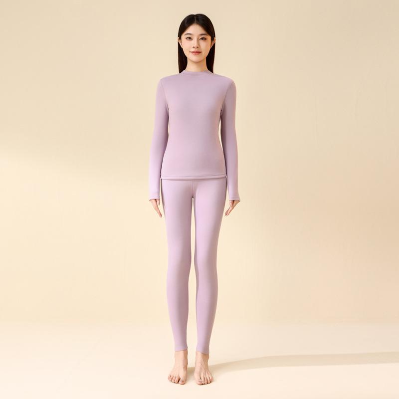 

Комплект термобелья из лиоцелла Tencel с теплым флисовым подкладом для защиты талии и живота (Топ с длинным рукавом и низ) Large