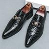 Pointed Toe Metal Button Patent Leather Dress Casual Shoes For Men Fashion Party Wedding Dress Homecoming Footwear