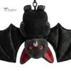Versatile Keychain 1/2/3Pcs Pendant, Black Alloy Spring Buckle Key Chain, Double-Layer Plush Bat Denim Bag Charm Wings Holder, Goth Style Red