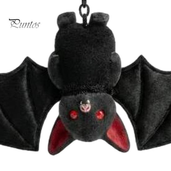 Versatile Keychain 1/2/3Pcs Pendant, Black Alloy Spring Buckle Key Chain, Double-Layer Plush Bat Denim Bag Charm Wings Holder, Goth Style Red