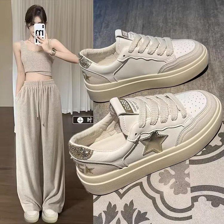 Star platform white shoes children ins2025 spring new versatile foreign style explosion sports and leisure board shoes