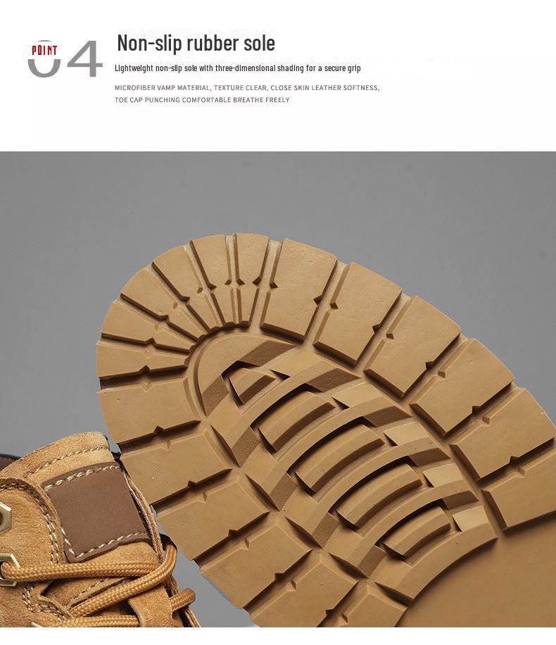 High-Quality Pigskin Martin Boots - Work Shoes, High-Top Cotton Design