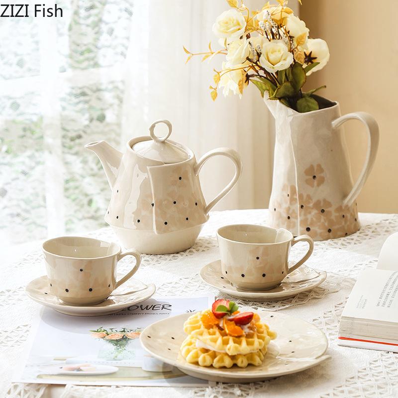 Cherry Blossom Ceramic Cup&saucer Floral Pattern Coffee Mug Dining Table Milk Mugs Afternoon Tea Teacup Fruit Juice Container