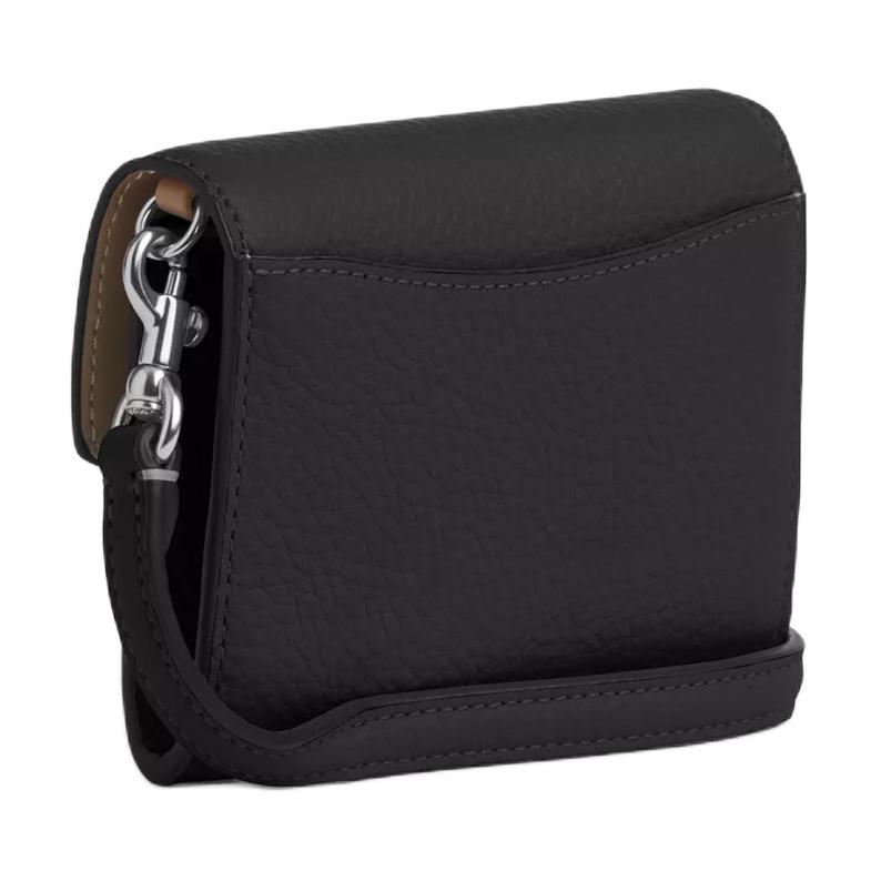 Coach Umschlag 12 Brief Logo Exquisites Kieselkornleder Schulter Crossbody Geldbörse Damen Geldbörse Schwarz CU170-SVBK