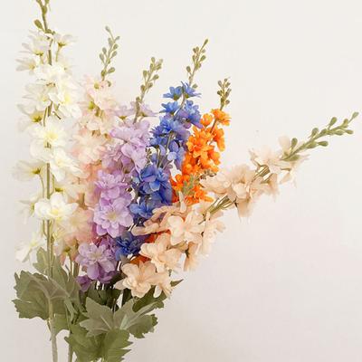 4 Pcs Artificial Delphinium Flower for Vase Filler 33.46 Inch Long Stem Fake Larkspur Flower Faux Silk Bouquet for Wedding