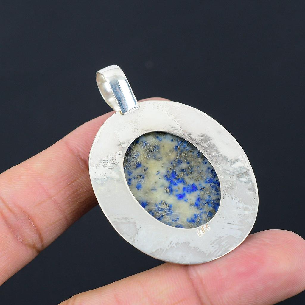 Birthday Gift For Her Natural Lapis Lazuli Gemstone Pendant 925 Sterling Silver