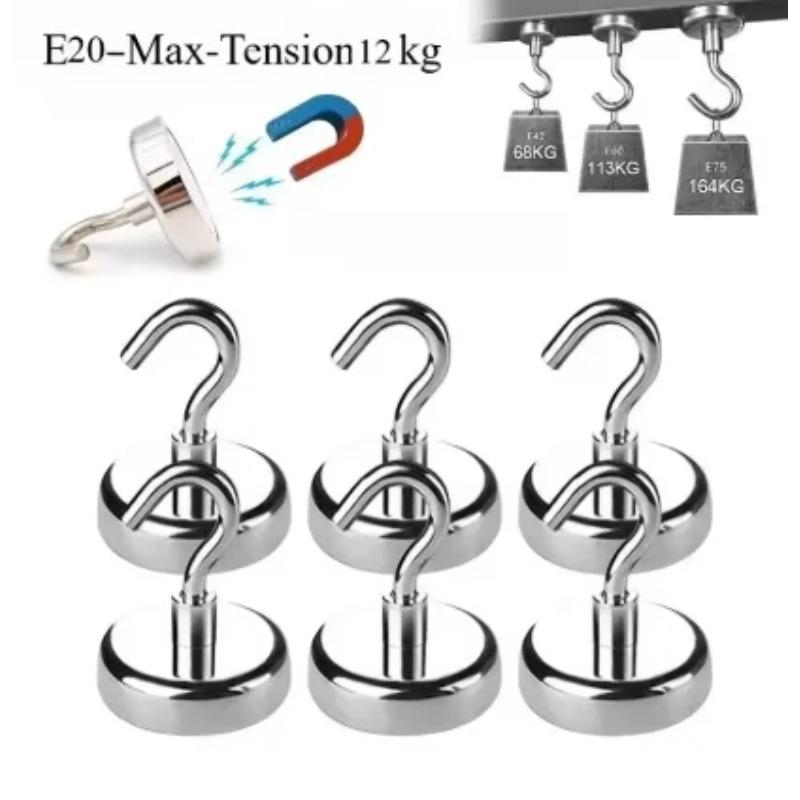 

30pcs Premium Stainless Steel Magnetic Hooks Multi-Purpose Home Kitchen Storage Hook Hole-Free Strong Magnetic Holder E20-20mm-1pc