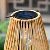 Rattan Solar Lantern Waterproof Hanging Bamboo Chandelier Lamp Solar Powered Rattan Weaving Light for Garden Patio Courtyard