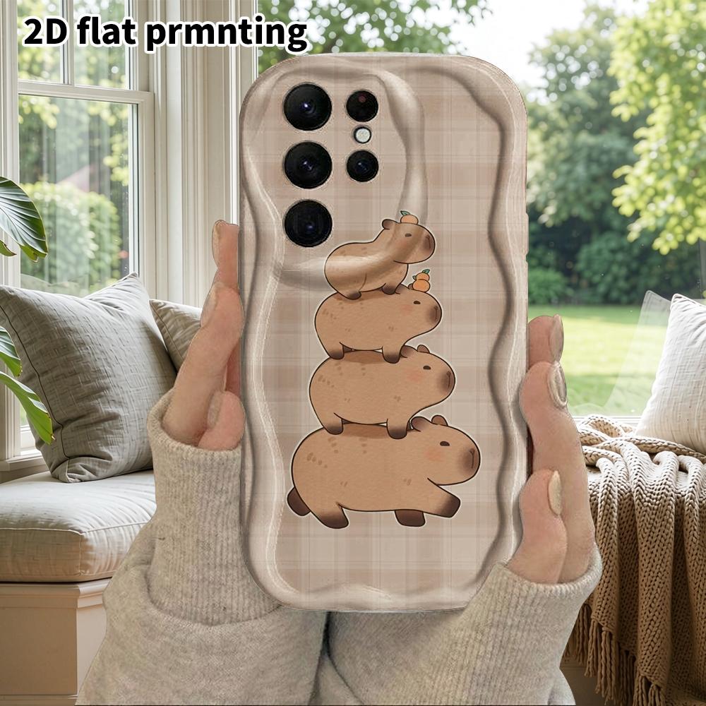 Phone Case: 2D Flat Samsung Galaxy A34 A35 M05 M06 S20 S22 S21 FE Plus 5G Protective Case, Couple Style, Stackable Capybara, Christmas and Halloween G