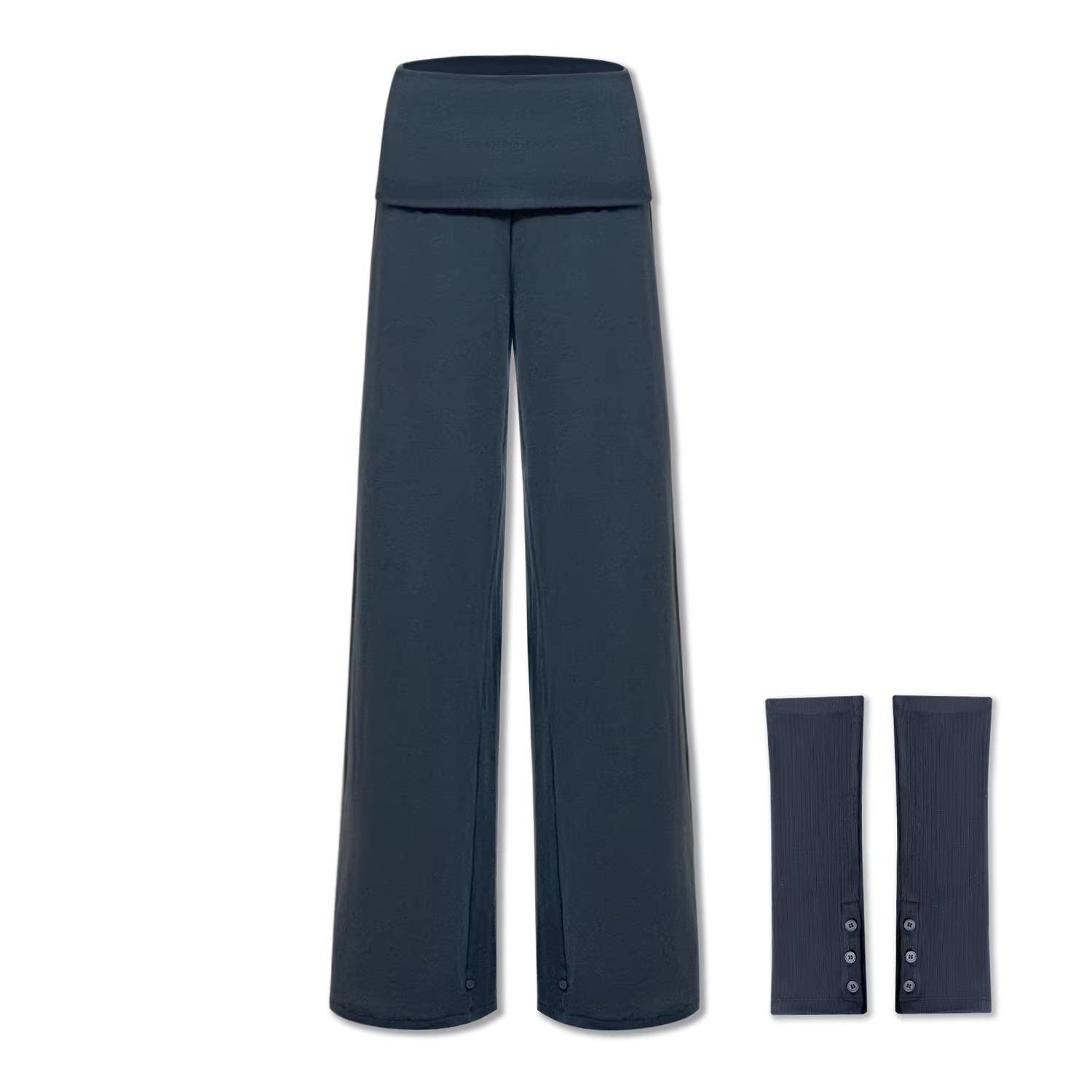 

KVKV High-Waisted Wool-Feel Yoga Pants with Detachable Foot Strap Socks for Women S темно-синий