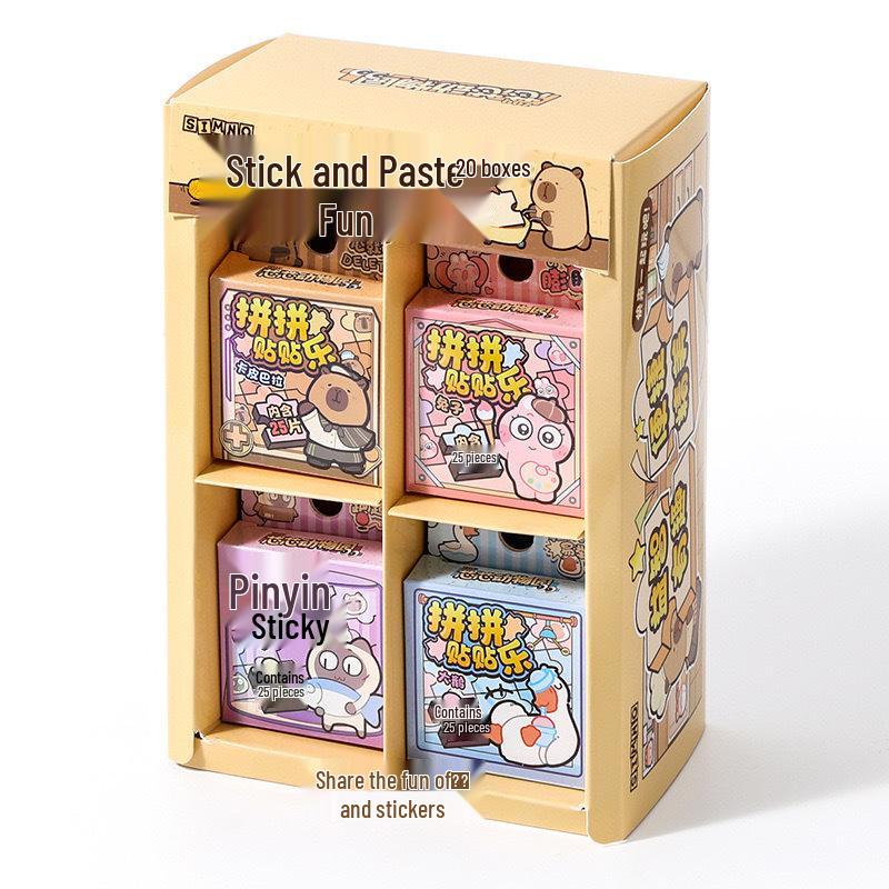 Xinmo Niedliches Cartoon-Sticker-Puzzlebuch: DIY Lernspielzeug für Kinder