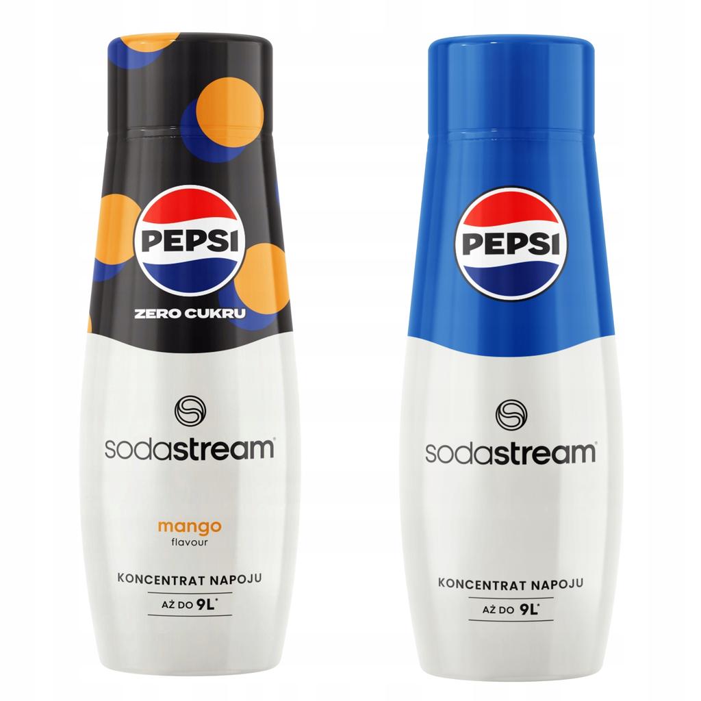 Set aus 2 Konzentraten und Sirups für Wasser. Sodastream Pepsi MAX Mango + Pepsi