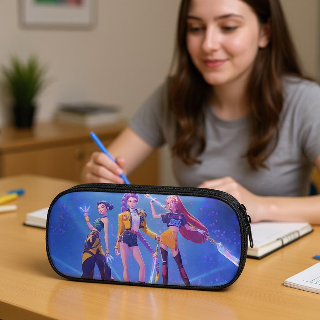 Printed Peripheral Pencil Bag Witch Girls Group Primary And Secondary School Students Pencil Case