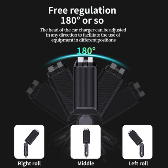 Car Charger with Free Adjustment Bluetooth-compatible 5.0 Headphones PD3.0 Fast Charging 4-Port USB Type-C Charger